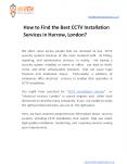 How to Find the Best CCTV Installation Services in Harrow, London? - Home Security PowerPoint PPT Presentation