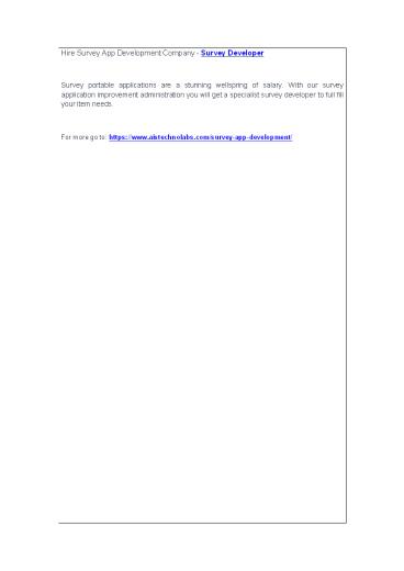 Hire Survey App Development Company - Survey Developer