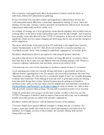 Corona Virus Affects Beauty Industry