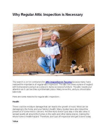 Why Regular Attic Inspection is Necessary