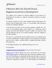4 Reasons Why You Should Choose Magento eCommerce Development
