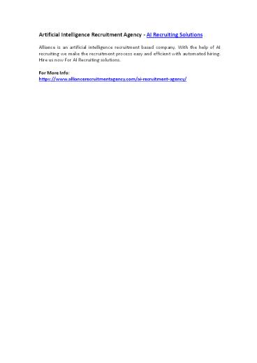 Artificial Intelligence Recruitment Agency - AI Recruiting Solutions