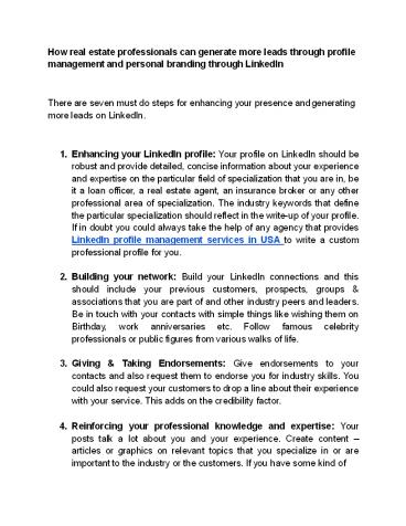 Benefit of professional Linkedin profile management service USA