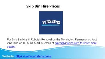 Skip Bin Hire Prices