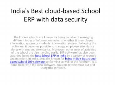 India's Best cloud-based School ERP with data security