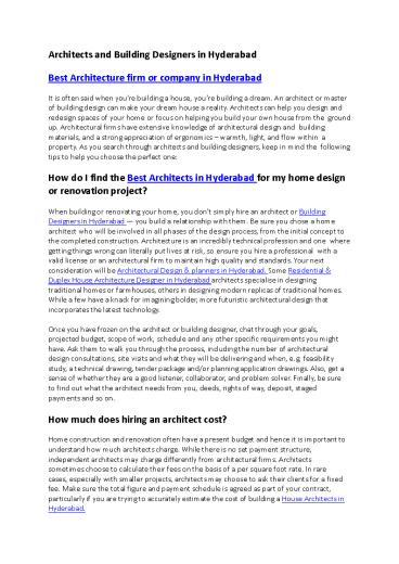 Duplex House Architecture Designer in Hyderabad