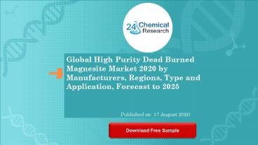 Global High Purity Dead Burned Magnesite Market 2020 by Manufacturers, Regions, Type and Application