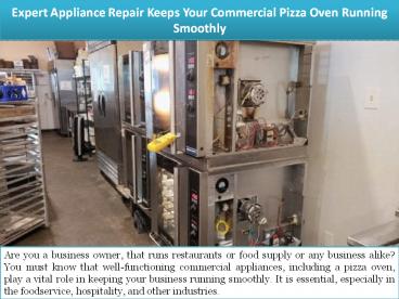 Expert Appliance Repair Keeps Your Commercial Pizza Oven Running Smoothly