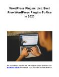 WordPress Plugins List: Best Free WordPress Plugins To Use In 2020 PowerPoint PPT Presentation