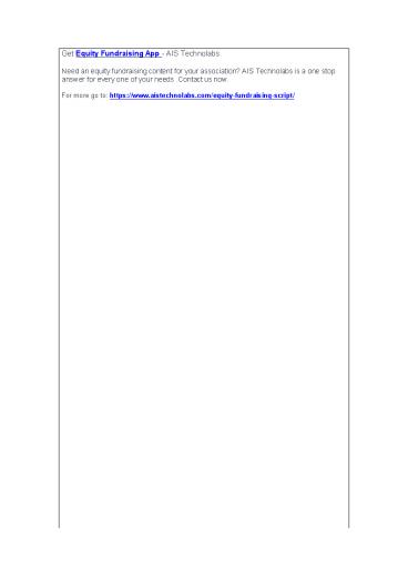 Get Equity Fundraising App - AIS Technolabs
