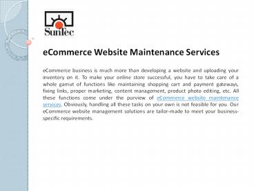End-To-End eCommerce Support