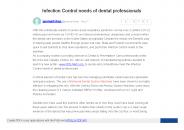 Infection Control needs of dental professionals