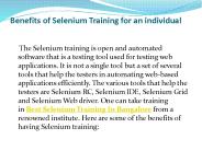 Benefits of Selenium Training for an individual