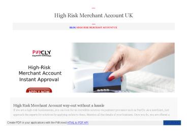 High Risk Merchant Account UK