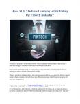 How AI & Machine Learning is Infiltrating the Fintech Industry? PowerPoint PPT Presentation