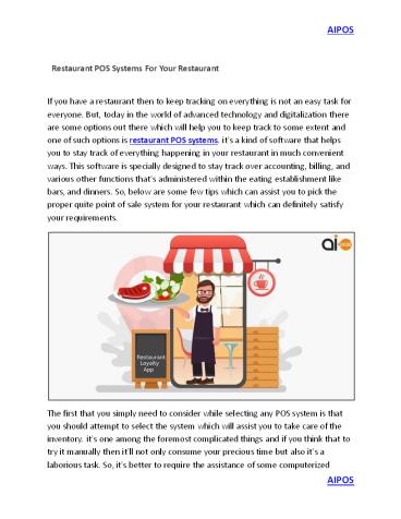 Restaurant POS Systems For Your Restaurant