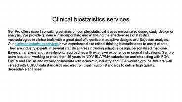Clinical biostatistics services - Genproresearch