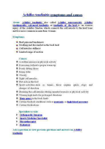 Achilles tendinitis symptoms and causes