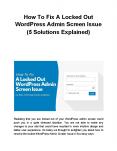 How To Fix A Locked Out WordPress Admin Screen Issue (5 Solutions Explained) PowerPoint PPT Presentation