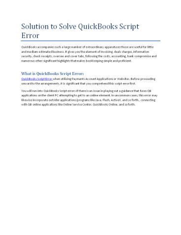 QuickBooks Script Error