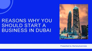 Reasons Why You Should Start A Business In Dubai