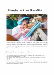 Managing the Screen Time of kids