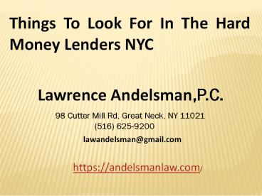 Private Lending Attorney | Private Money Lenders NY