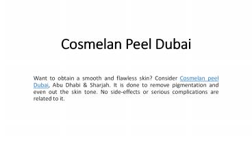Cosmelan Peel Dubai
