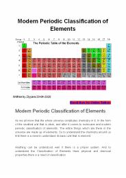Modern Periodic Classification of Elements