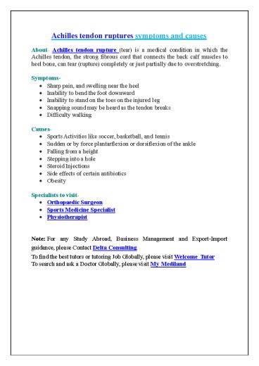 Achilles tendon ruptures symptoms and causes