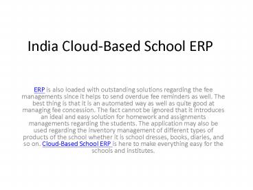 india Cloud-Based School ERP