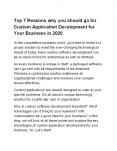 Top 7 Reasons why you should go for Custom application Development for your Business in 2020 PowerPoint PPT Presentation