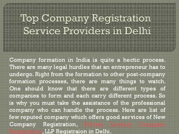 Top Company Registration Service Providers in Delhi