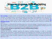 Ways to improve B2B Marketing