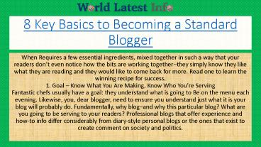 8 Key Basics to Becoming a Standard Blogger