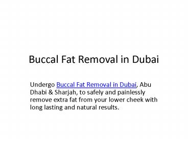 Buccal Fat Removal in Dubai
