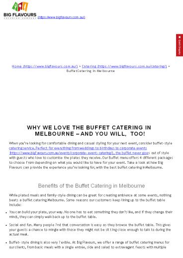Big flavours buffet catering service Melbourne