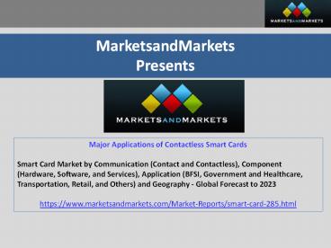 Major Applications of Contactless Smart Cards