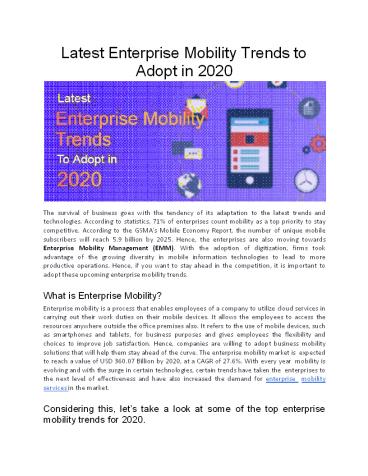 Latest Enterprise Mobility Trends to Adopt in 2020