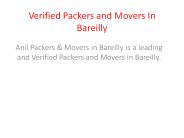 Verified Packers and Movers In Bareilly