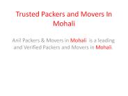Safest Packers and Movers In Mohali