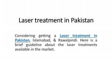 laser treatment in Pakistan