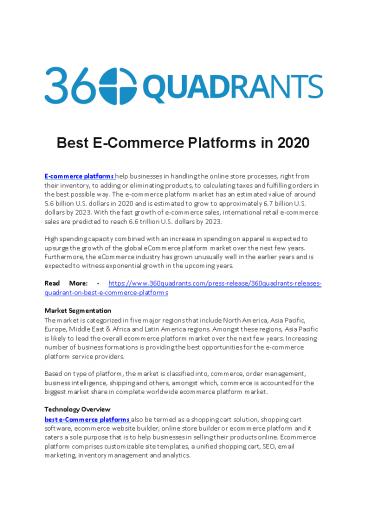 Best E-Commerce Platform in 2020