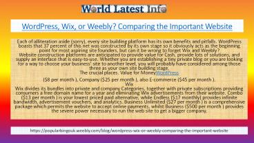 WordPress, Wix, or Weebly? Comparing the Important Website