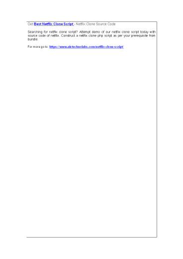 Get Best Netflix Clone Script - Netflix Clone Source Code