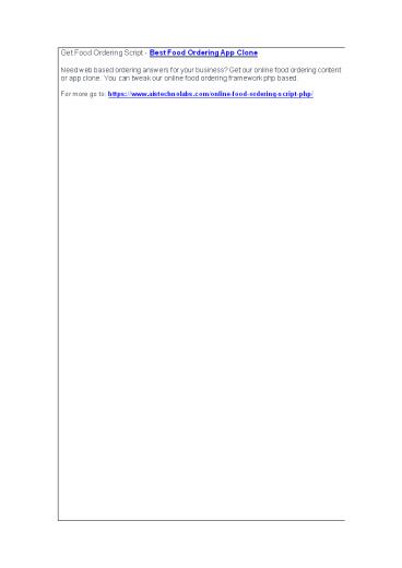 Get Food Ordering Script - Best Food Ordering App Clone