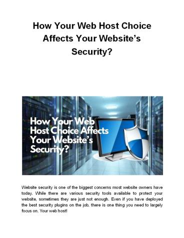 How Your Web Host Choice Affects Your Website’s Security?