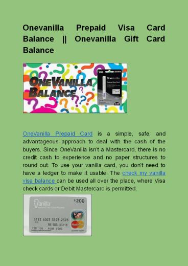 Onevanilla Prepaid Visa Card Balance || Onevanilla Gift Card Balance Onevanilla Prepaid Visa Card Balance || Onevanilla Gift Card Balance