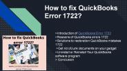 How to fix QuickBooks Error 1722?