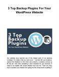 3 Top Backup Plugins For Your WordPress Website PowerPoint PPT Presentation
